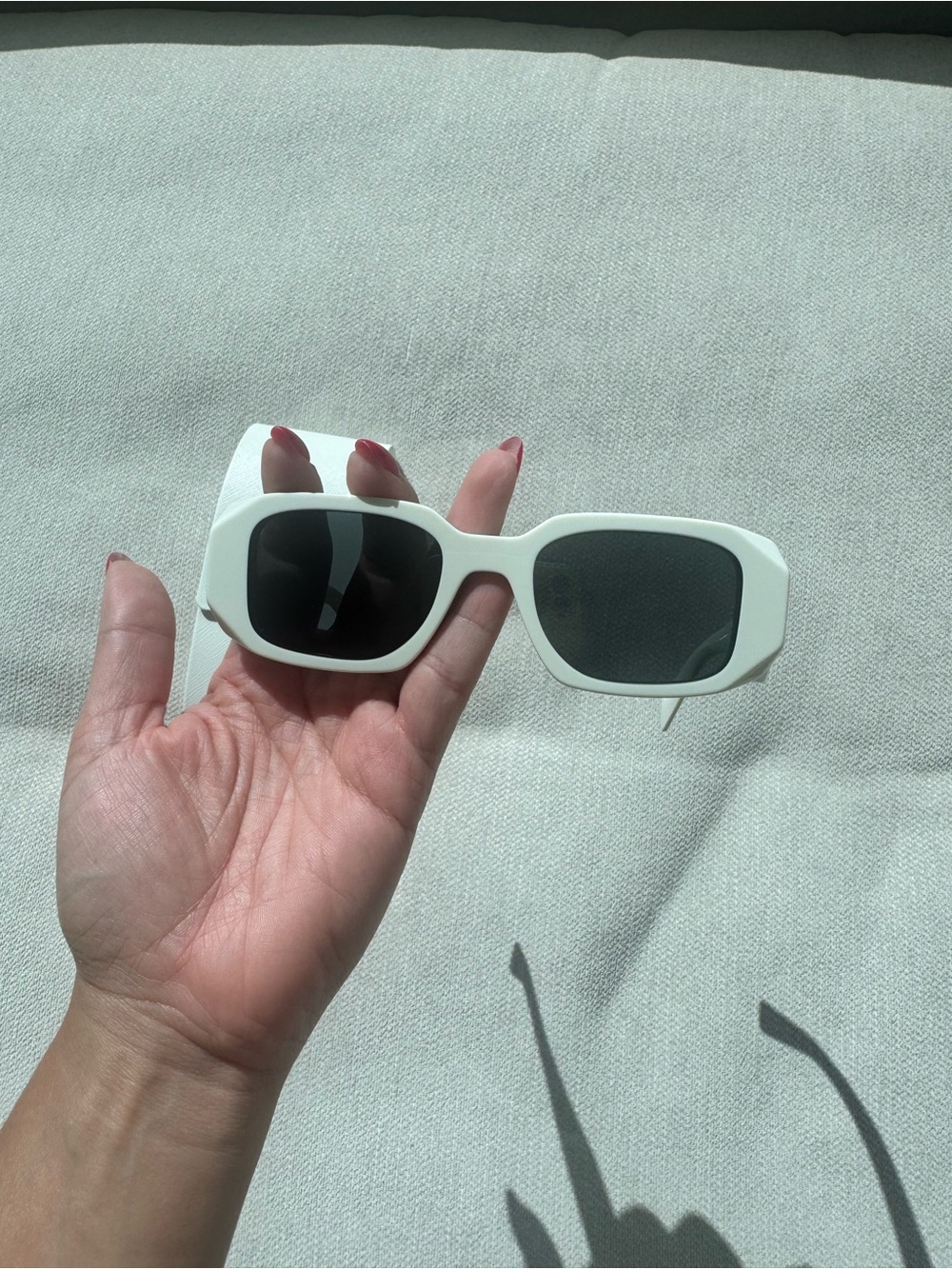 White Retro Prada Rectangle Sunglasses